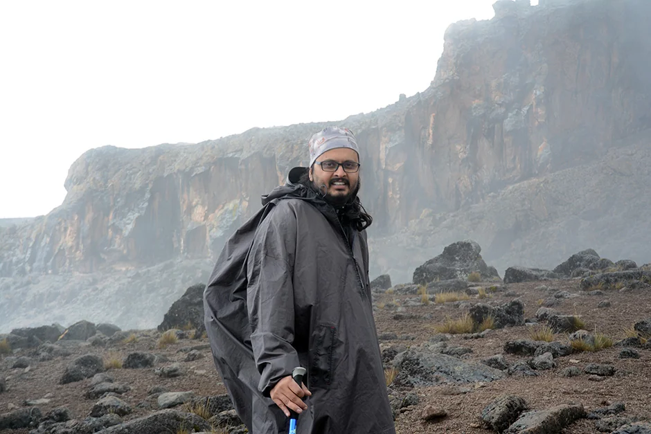 Climber ascending Mount Kilimanjaro