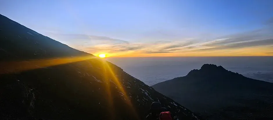 Views of Mawenzi peak seen from Barafu Camp on Kilimanjaro